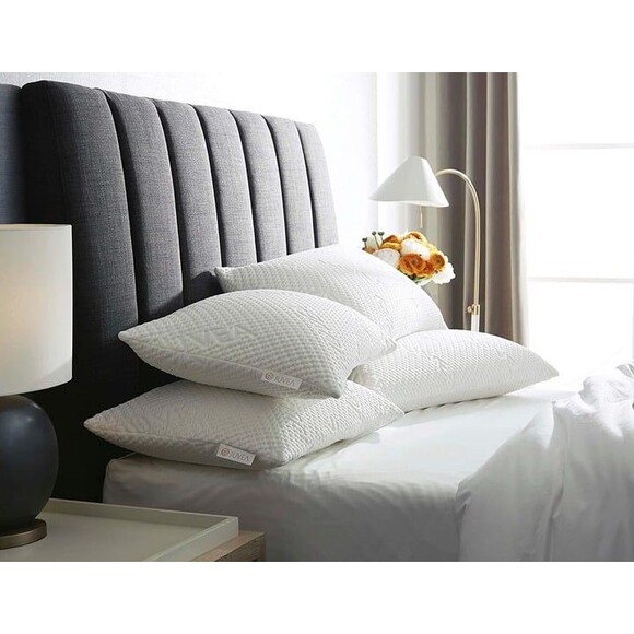 Natural Solid Core Latex Pillow Low Profile Latex Pillow Cotton Cover Oeko-Tex Q - Picture 6 of 12